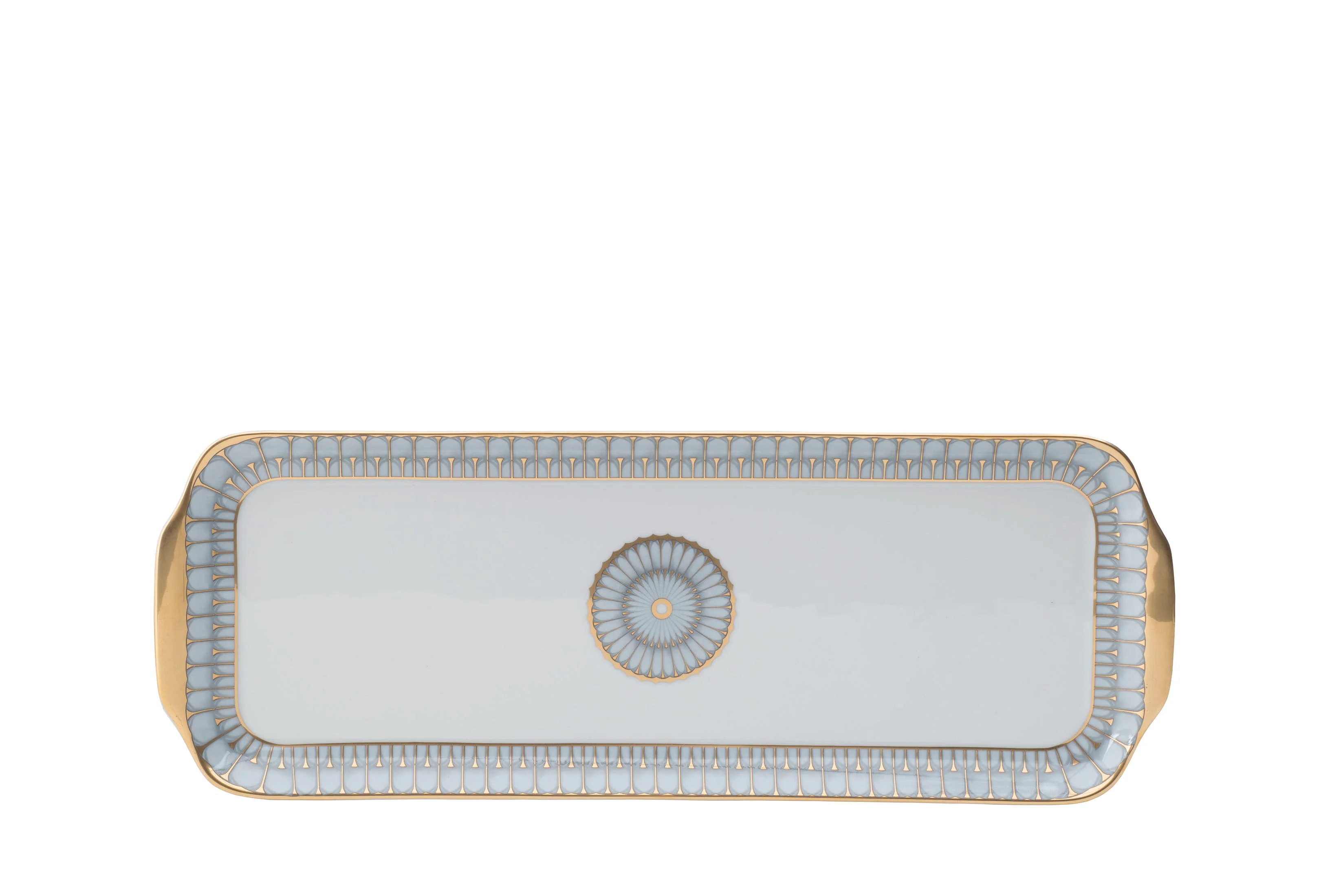 Arcades Grey Gold Rectangular Cake Platter