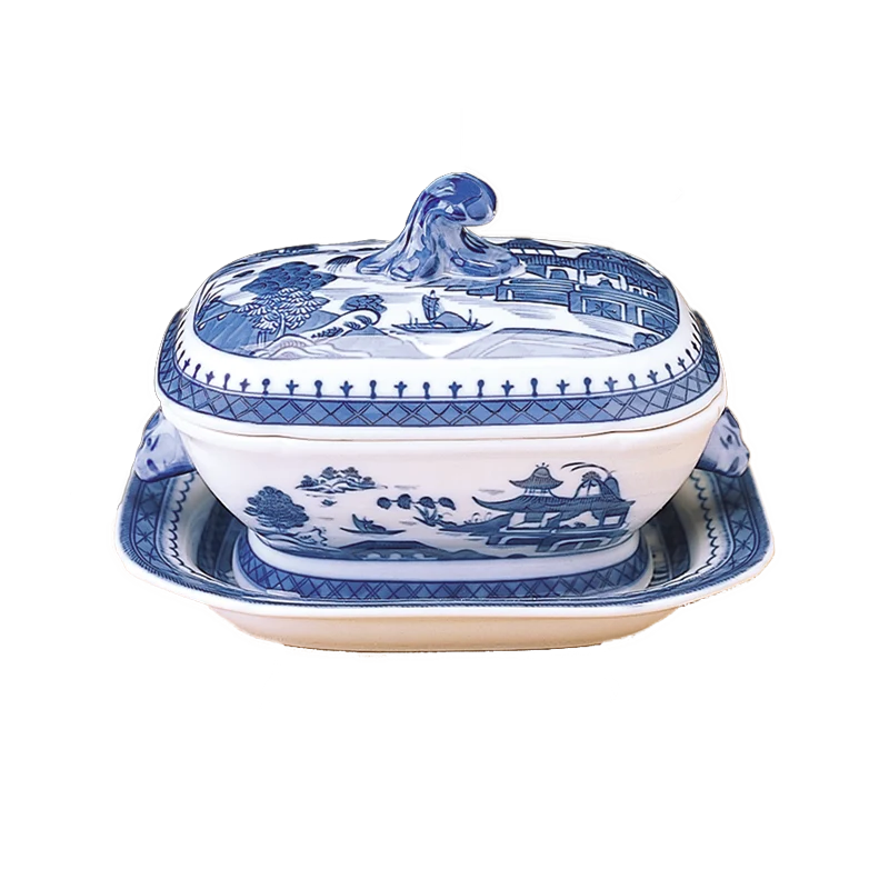 Blue Canton Sauce Tureen & Stand