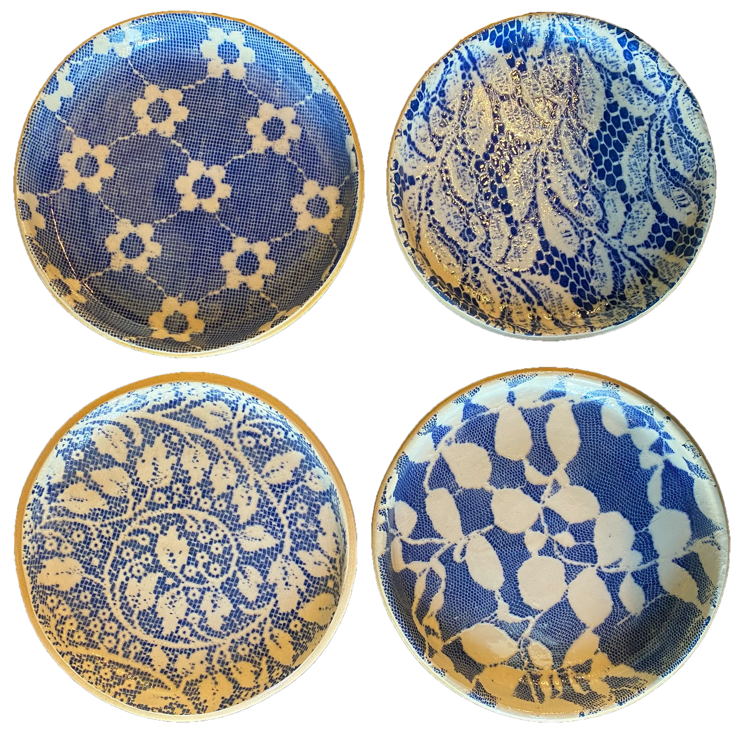 Set of 4 Assorted Floral Canape Plates - Image 3