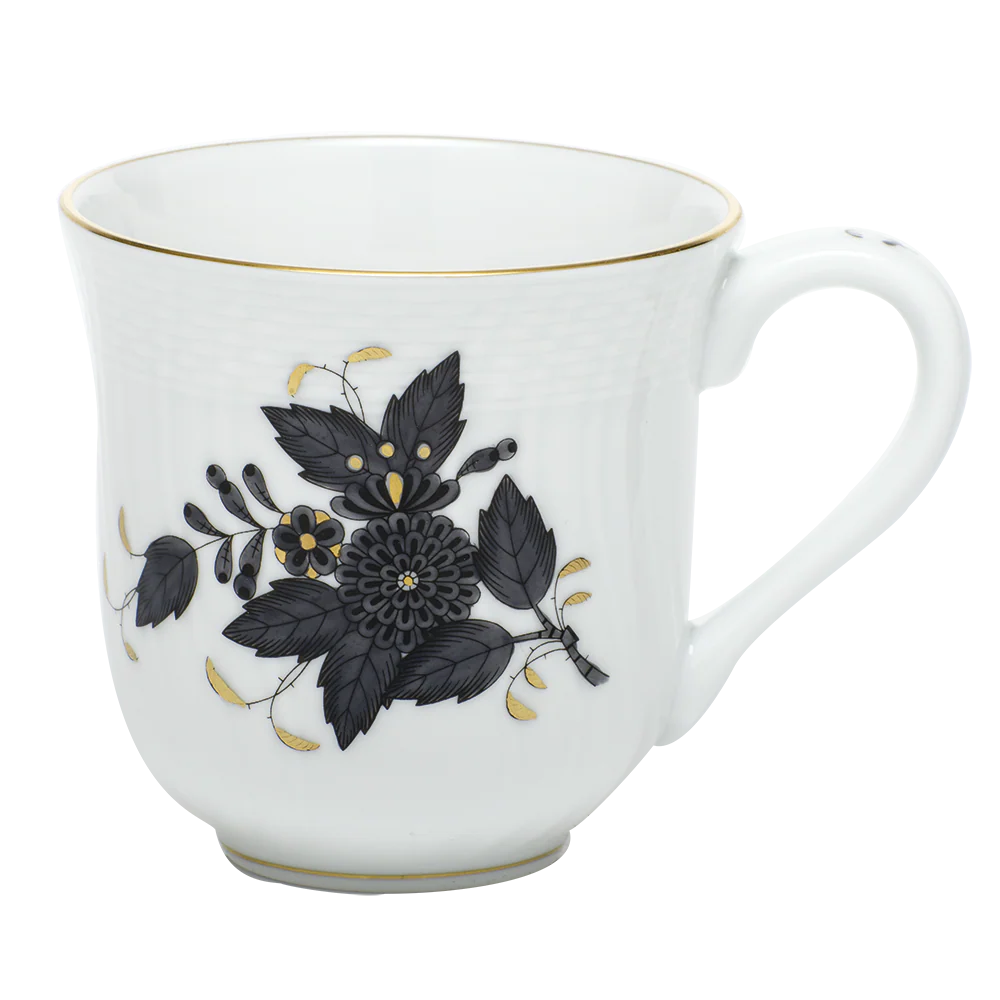 Chinese Bouquet Black Mug (10 Oz) 3.5"h - Black