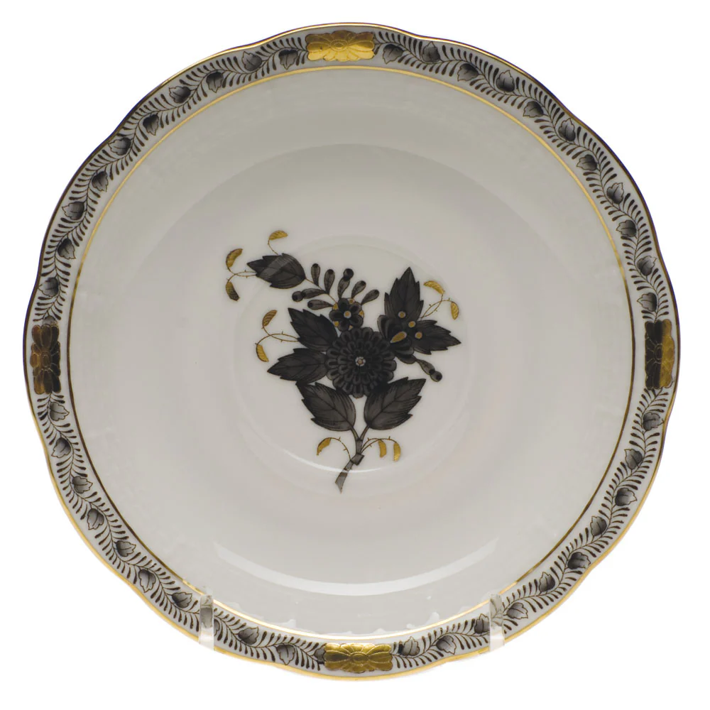 Chinese Bouquet Black Tea Saucer 6"d - Black - Image 2