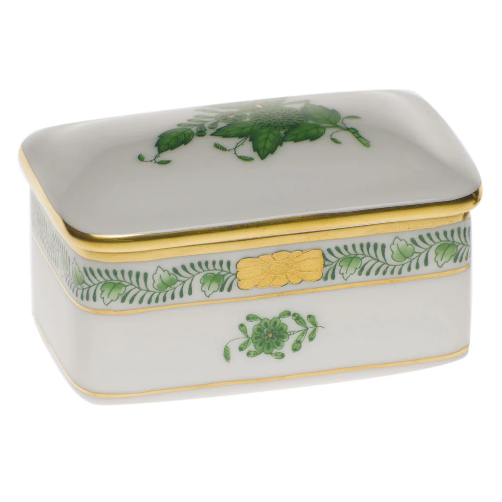 Chinese Bouquet Green Rectangular Box 3"l X 2"w