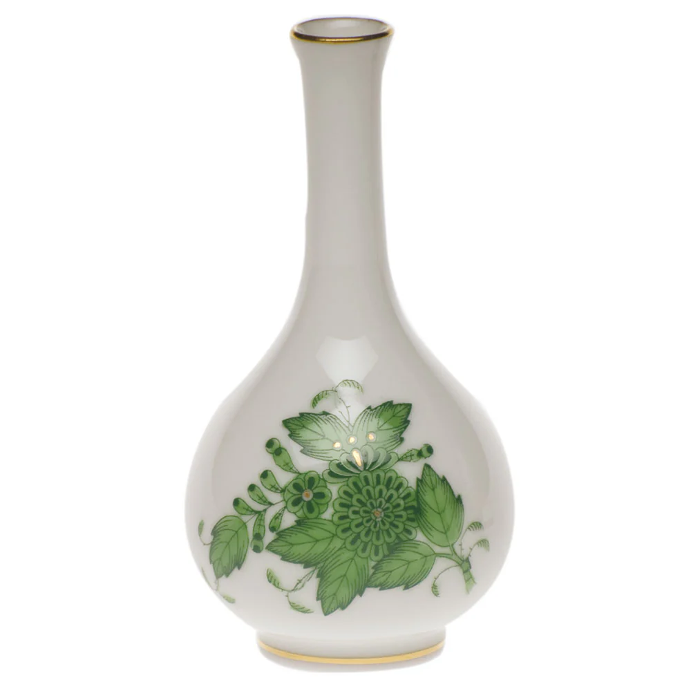 Chinese Bouquet Green Small Bud Vase 3.5"h