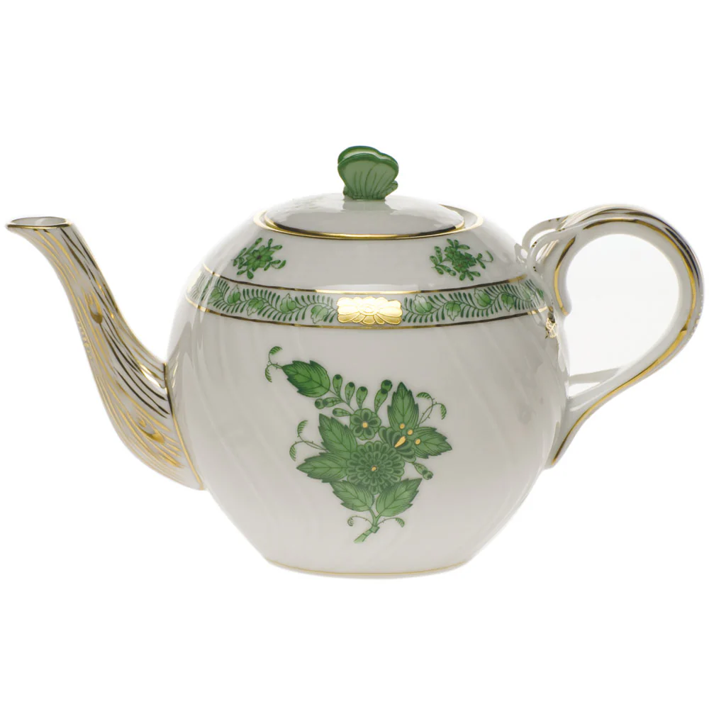 Chinese Bouquet Green Tea Pot W/butterfly (12 Oz) 4"h