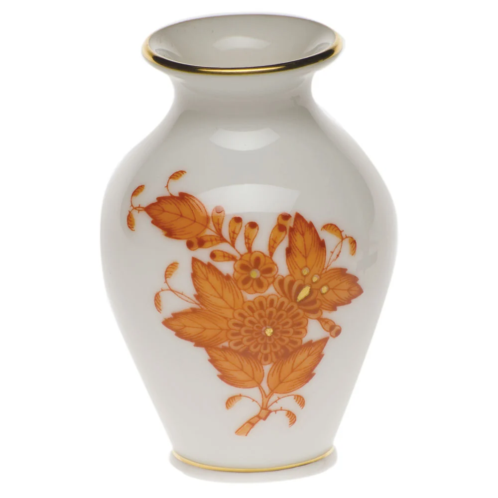 Chinese Bouquet Rust Small Bud Vase W/lip 2.5"h