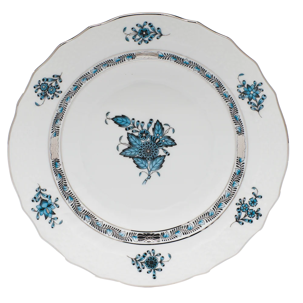 Chinese Bouquet Turquoise & Platinum Salad Plate 7.5"d