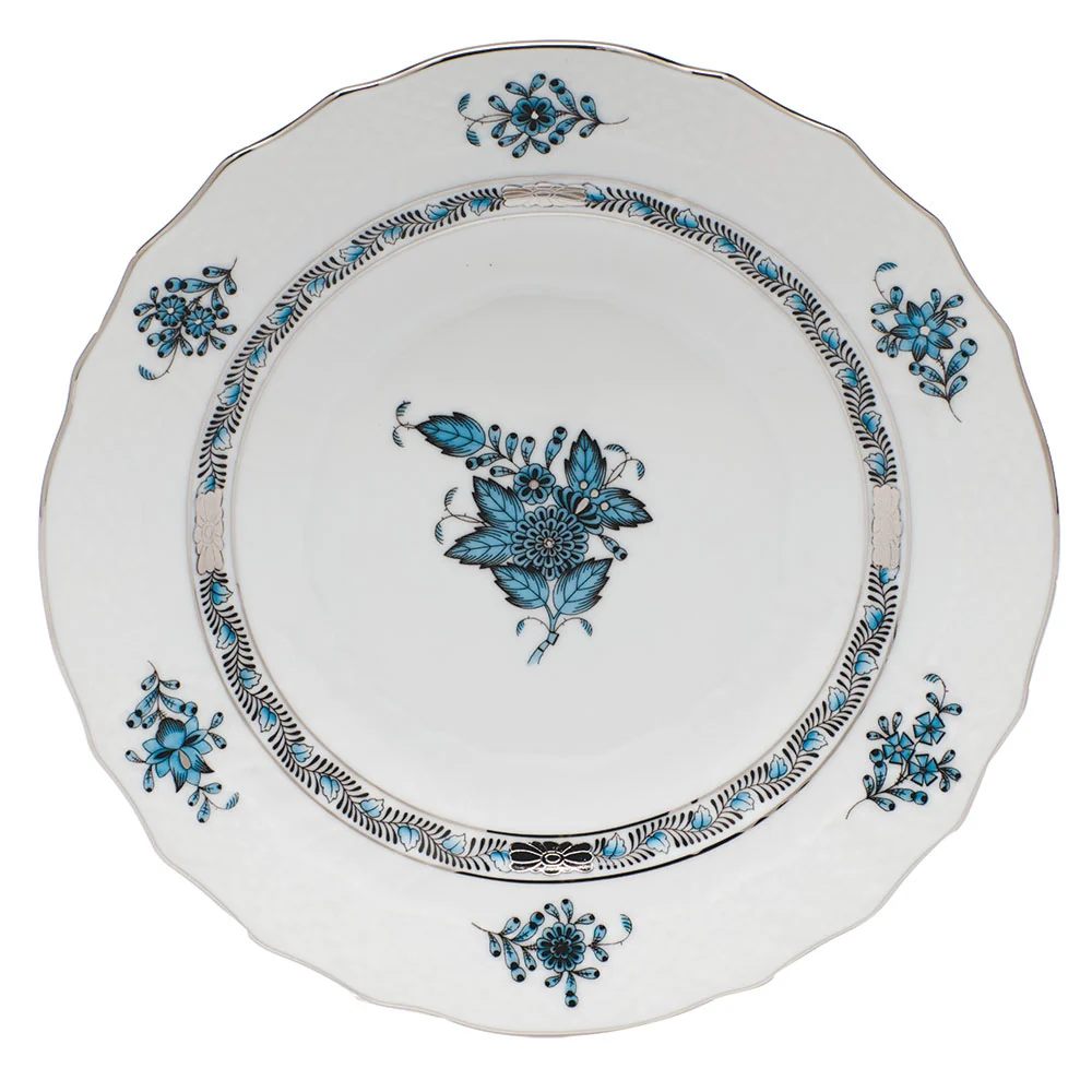 Chinese Bouquet Turquoise & Platinum Salad Plate 7.5"d - Image 2