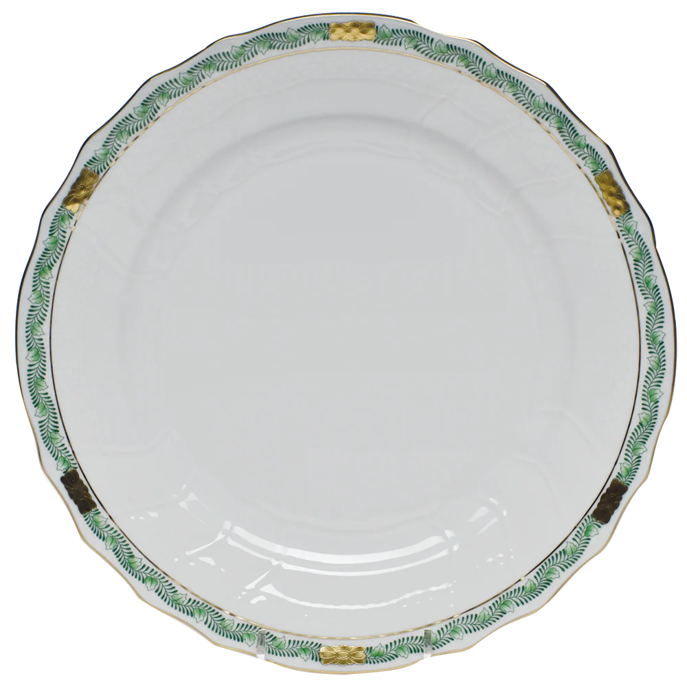 CHINESE BQT GARLAND GREEN DINNER PLATE 10.5"D