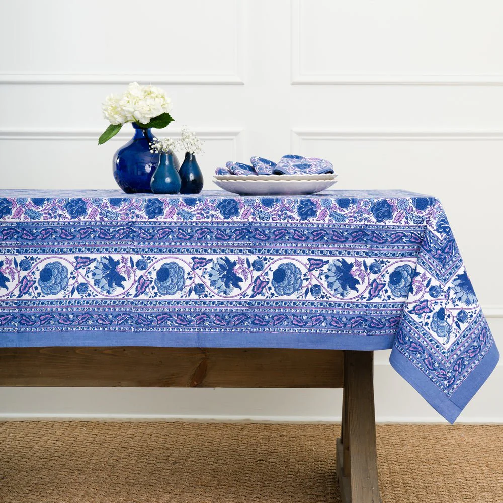 Bohemian Floral Blues & Purple Tablecloth 60 X 120 - Image 2