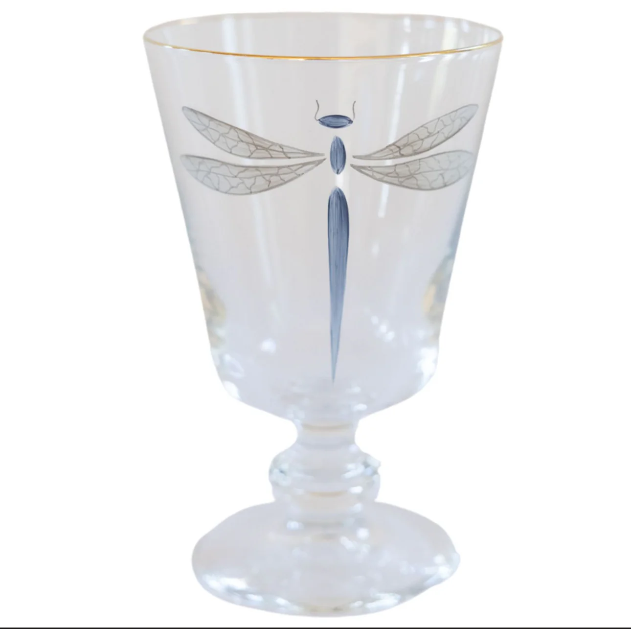 Dragonfly Stemmed Wine Glass - Gold Rim - Image 2