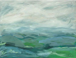 Mountain Landscape on Canvas with Gold Frame 30X30