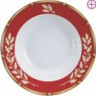 Gold Oak Red Rimmed Soup Bowl
