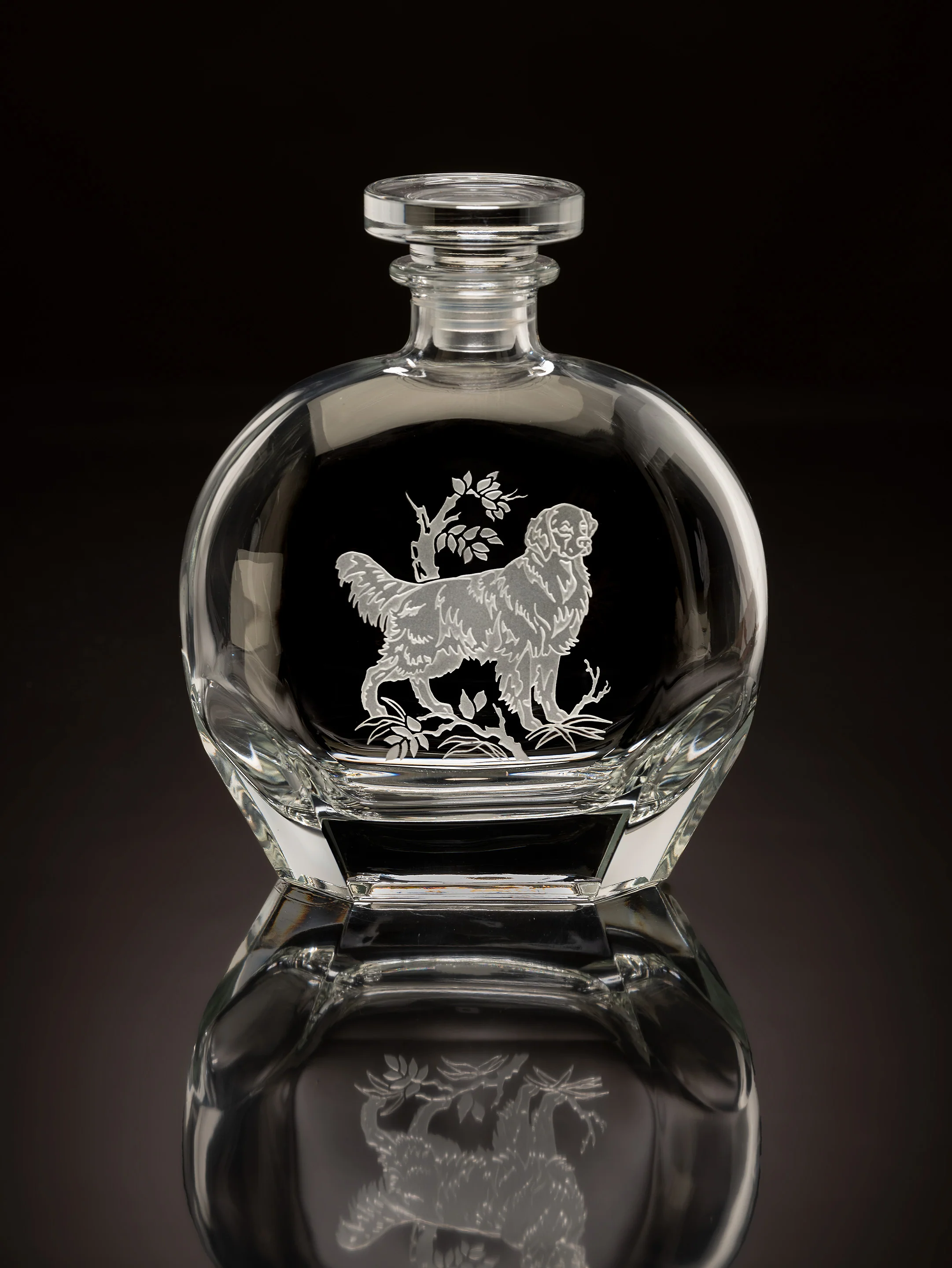 Golden Retriever Crystal Decanter Round