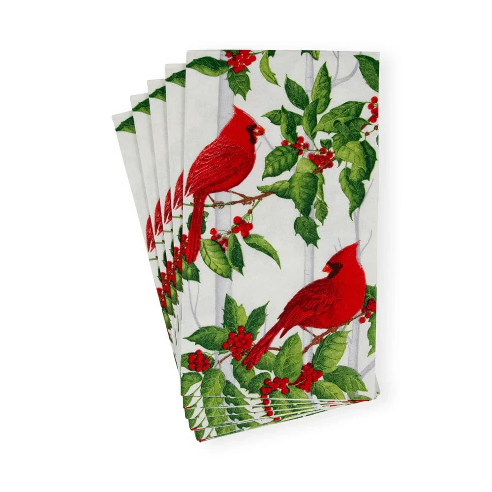 Holly And Songbirds White/Silver Guest Towel - Image 2