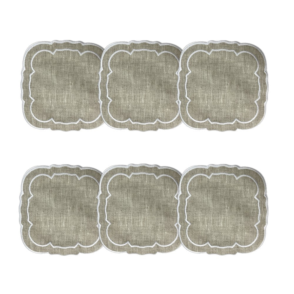 Linho Scalloped Square Coaster | Set of 6 - Image 4