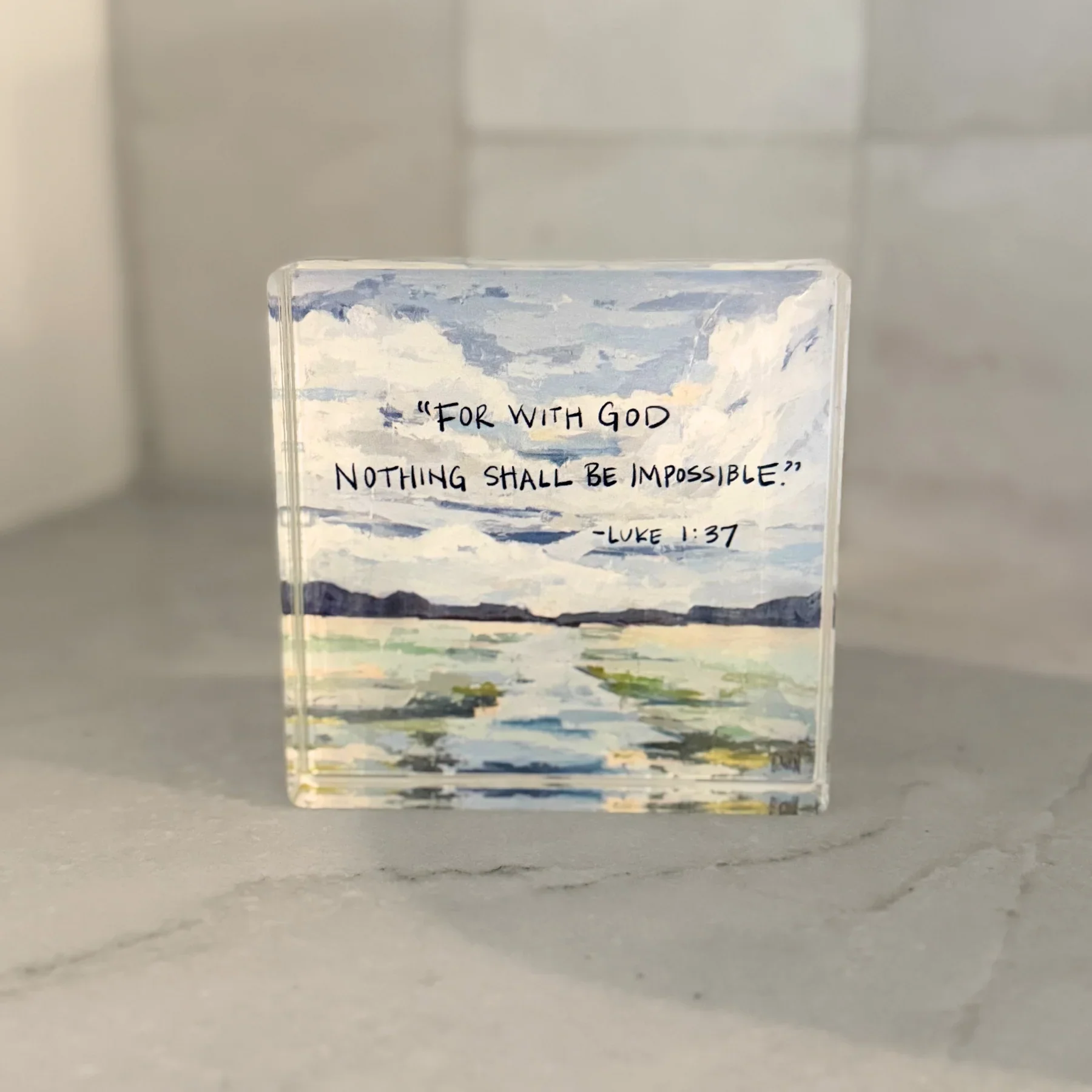 Luke 1:37 Acrylic Scripture Block