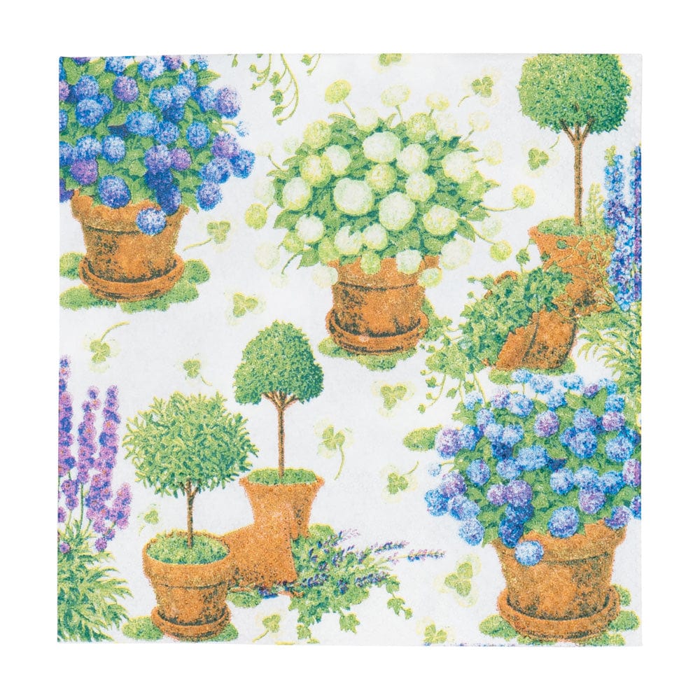 Potted Hydrangea Cocktail Napkin - Pack of 20