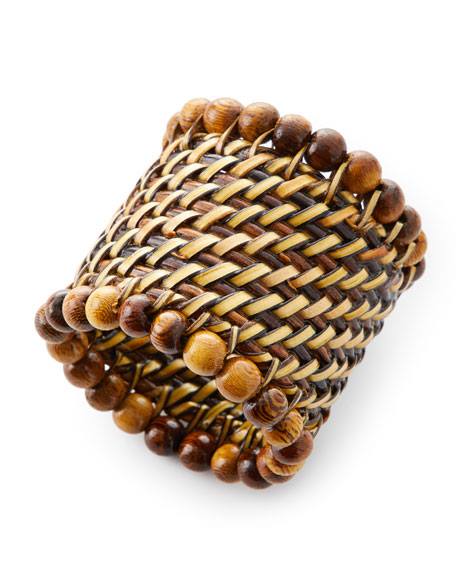 Napkin Ring w/ Beads, Dark Walnut, set / 4 pcs