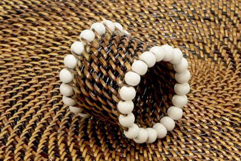 Napkin Ring w/ Beads, White, set / 4 pcs - Image 3