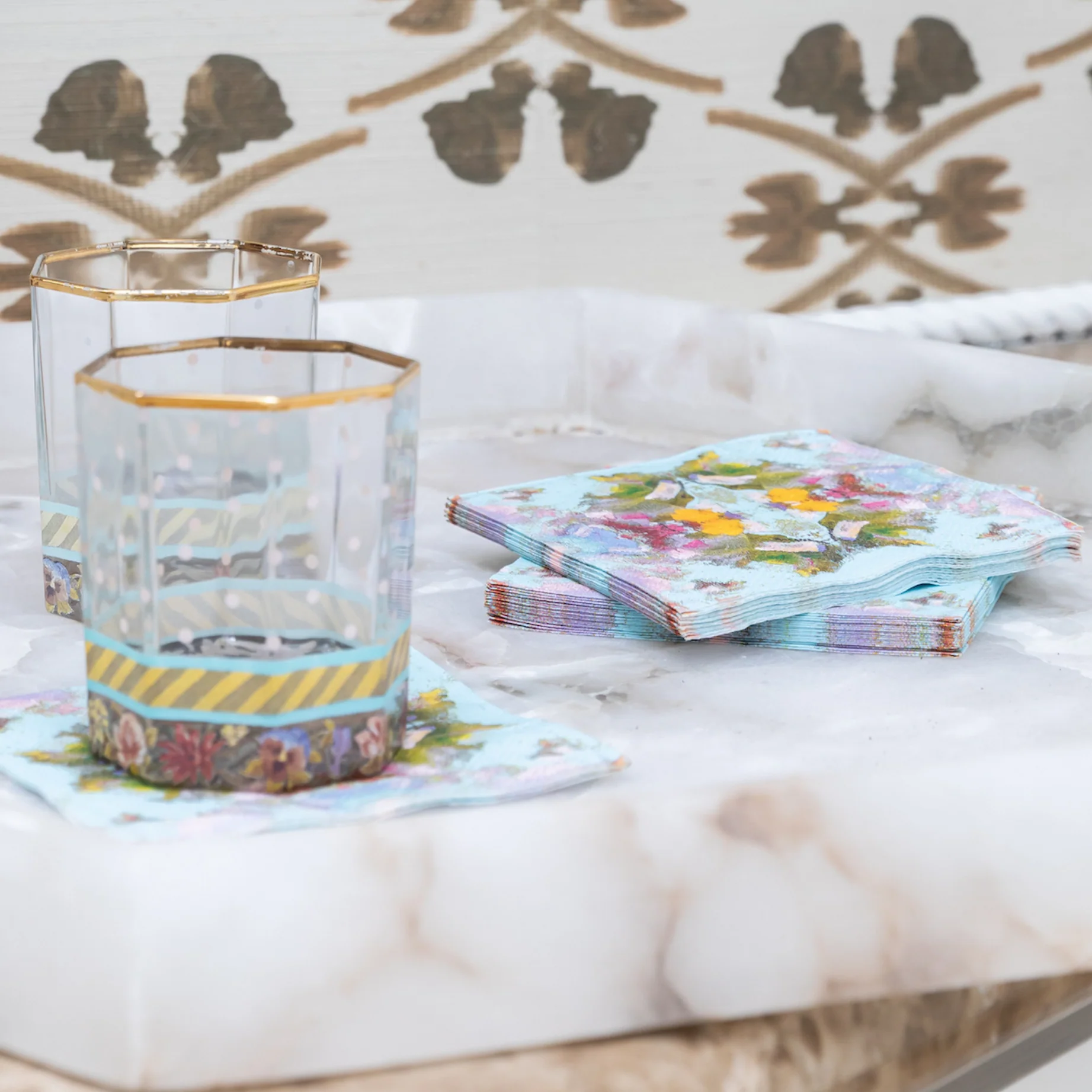Poppy Blue Cocktail Napkins - Image 2