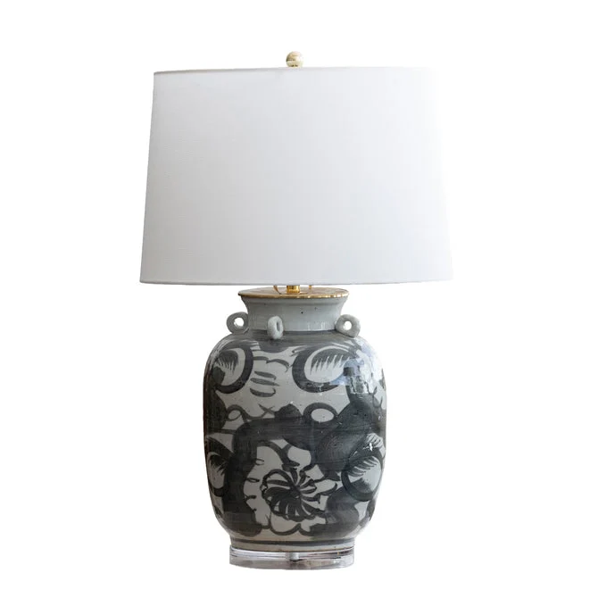 Porcelain Hand Painted Abstract Lamp (Black)