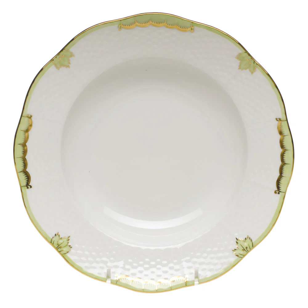 Princess Victoria Green Rim Soup Plate 8"d