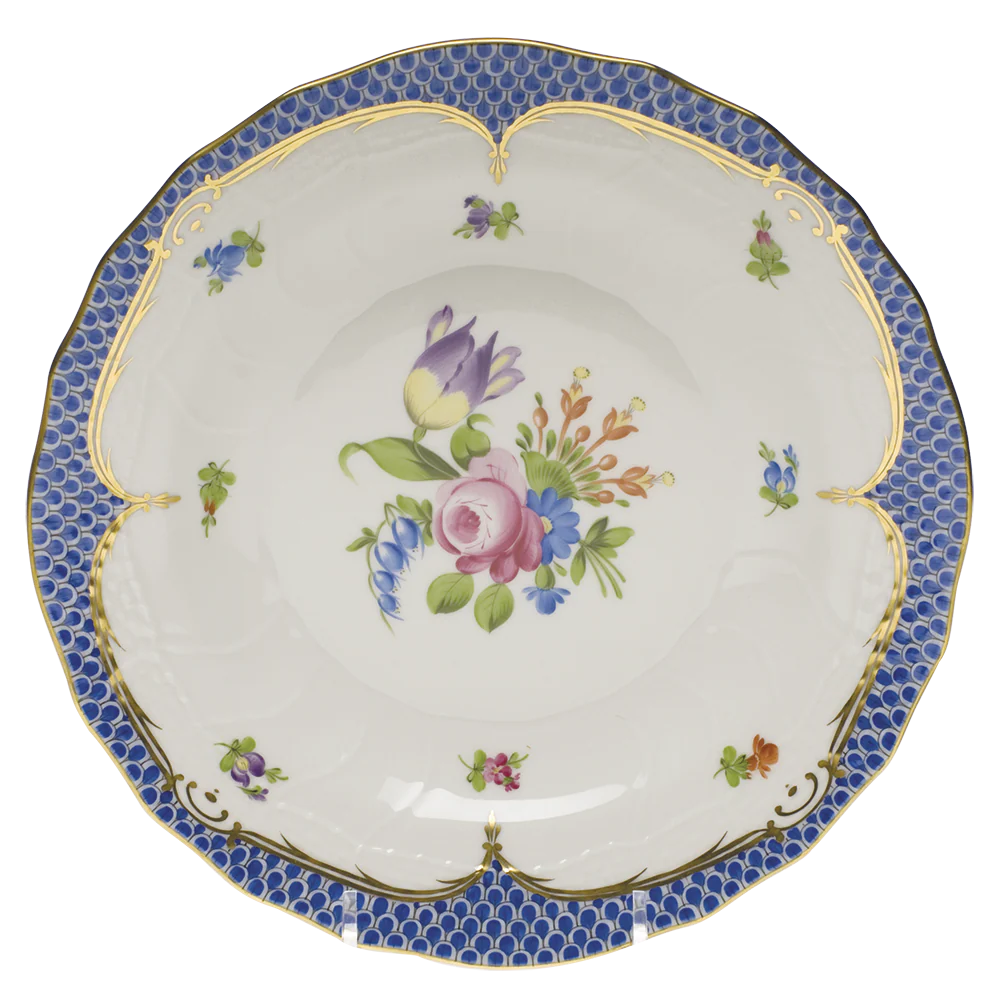 Printemps W/blue Border Dessert Plate - Motif 04 8.25"d