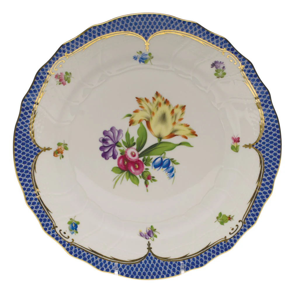 Printemps W/blue Border Dinner Plate - Motif 06 10.5"d - Image 2