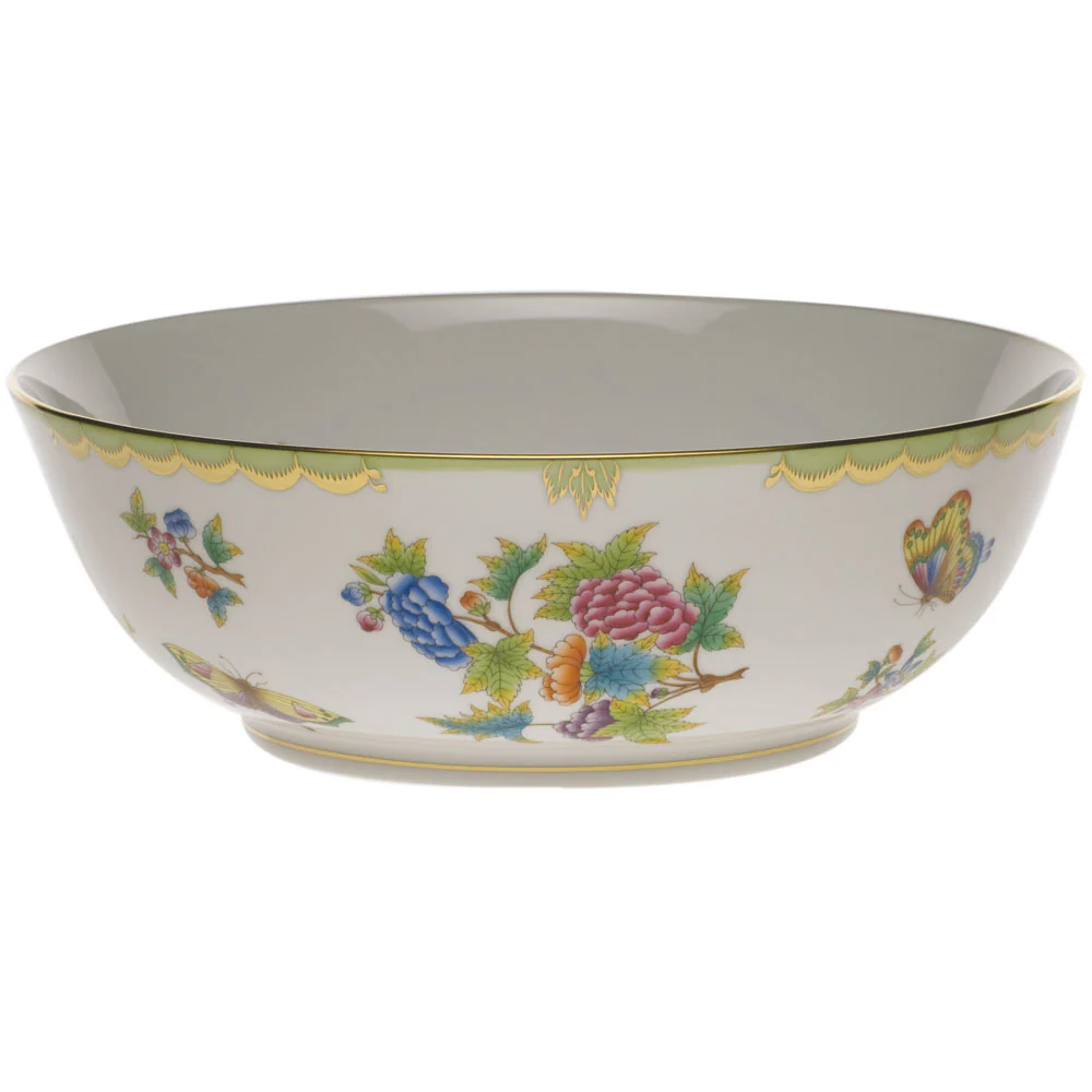 Queen Victoria Large Bowl 11"d - Green Border