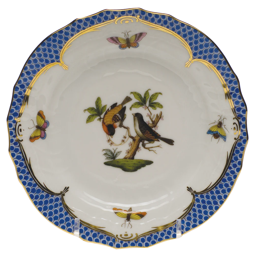 Rothschild Bird Blue Border Bread And Butter Plate - Mo 12 6"d