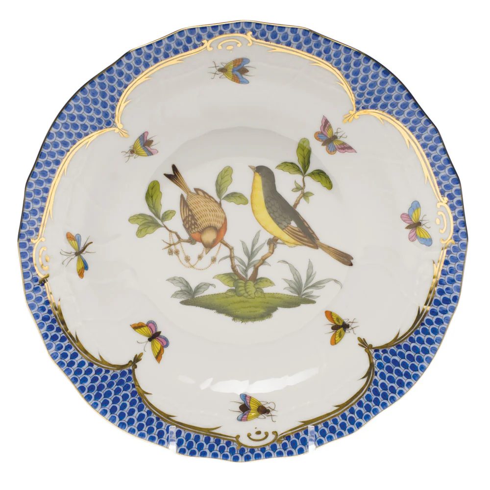 Rothschild Bird Blue Border Dessert Plate - Motif 07 8.25"d - Image 2