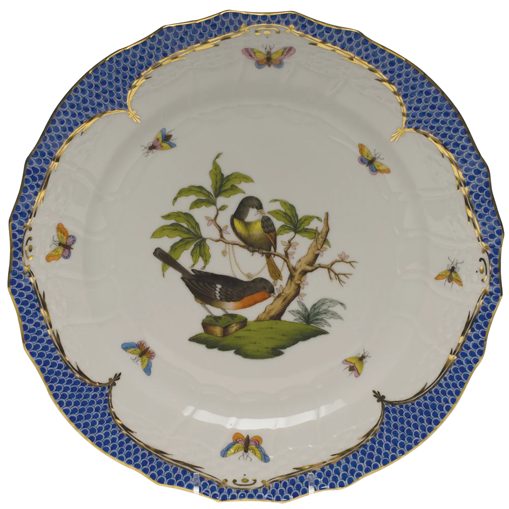 Rothschild Bird Blue Border Service Plate - Motif 02 11"d