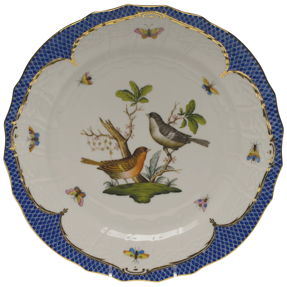 Rothschild Bird Blue Border Service Plate - Motif 05 11"d