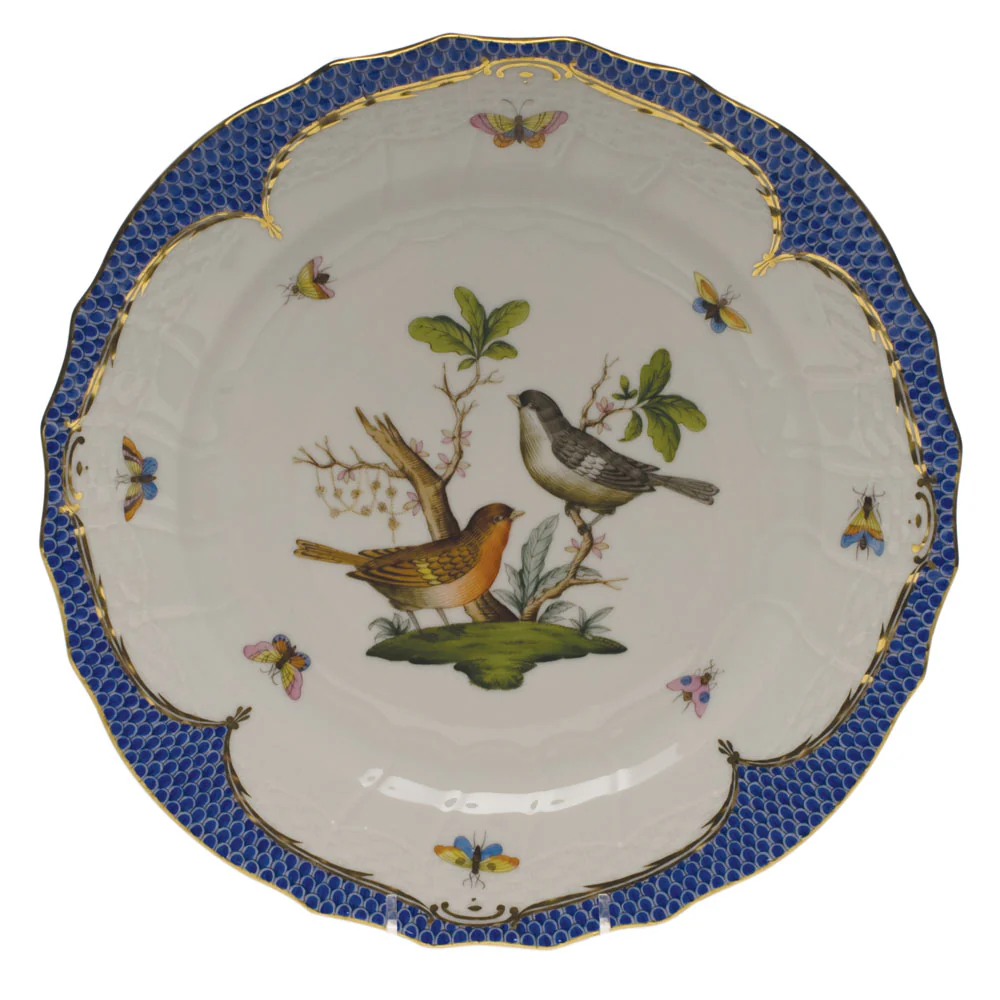 Rothschild Bird Blue Border Service Plate - Motif 05 11"d - Image 2