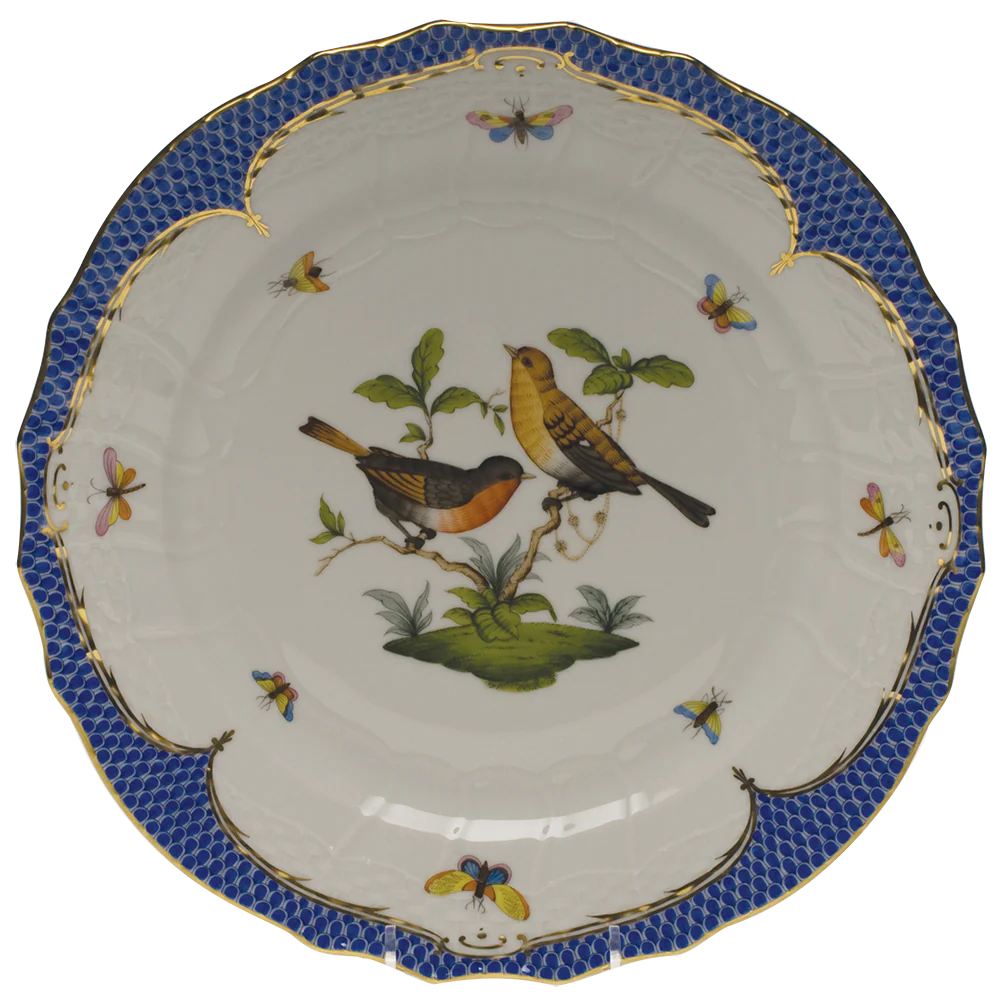 Rothschild Bird Blue Border Service Plate - Motif 09 11"d