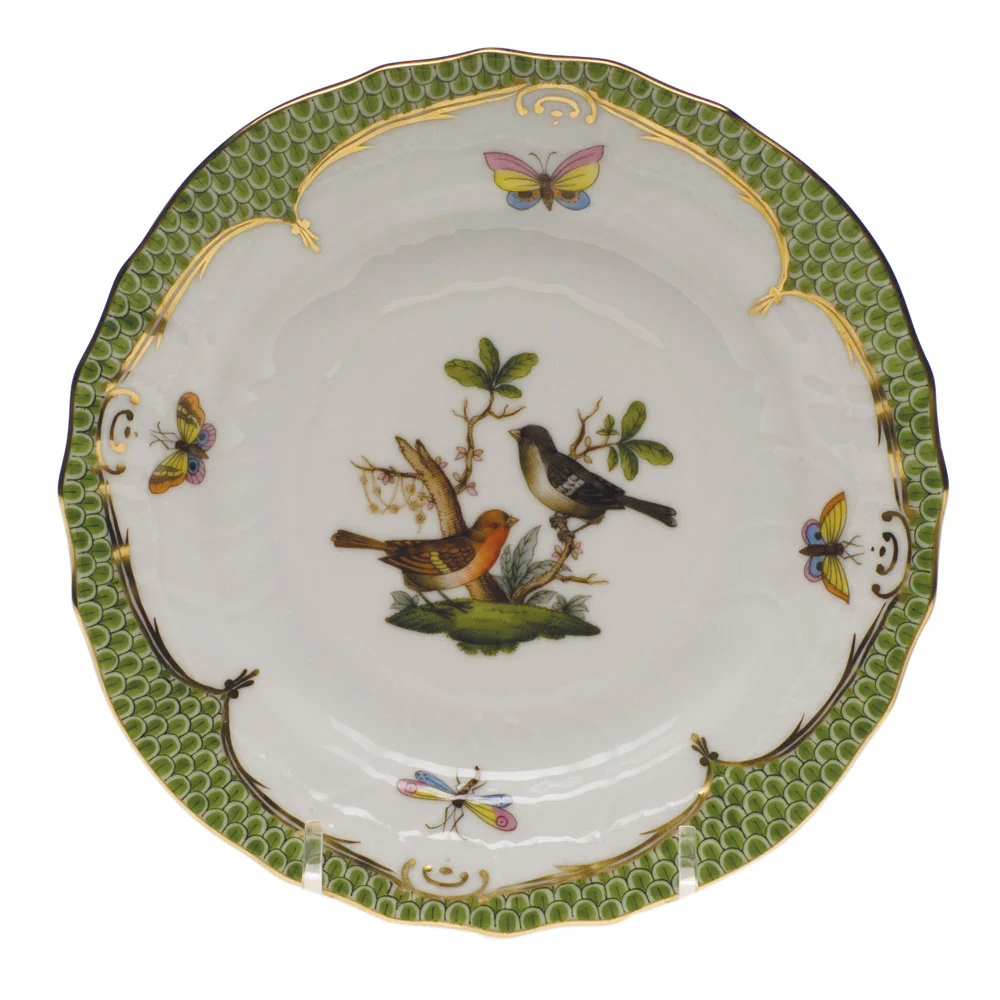 Rothschild Bird Green Bord Bread And Butter Plate - Mo 05 6"d - Green Border - Image 2