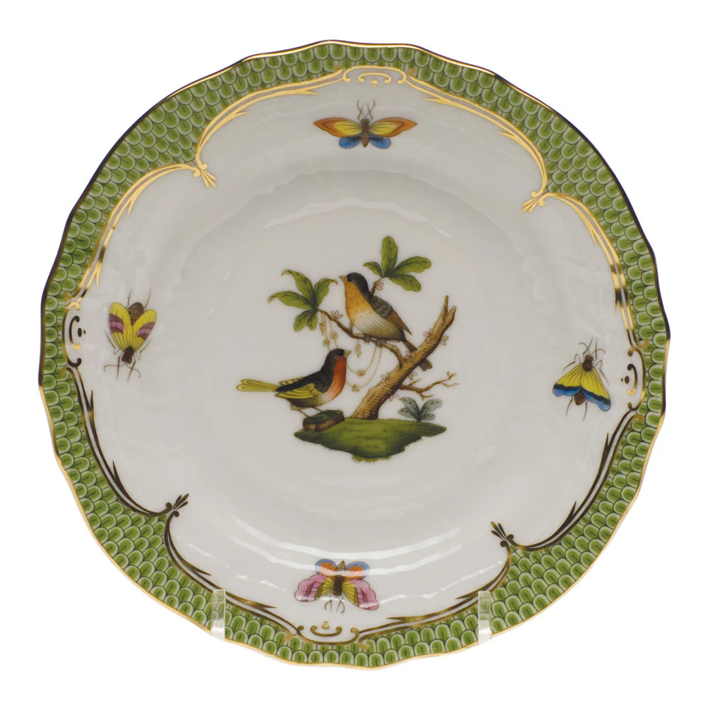 Rothschild Bird Green Bord Bread And Butter Plate - Mo 08 6"d - Green Border - Image 2