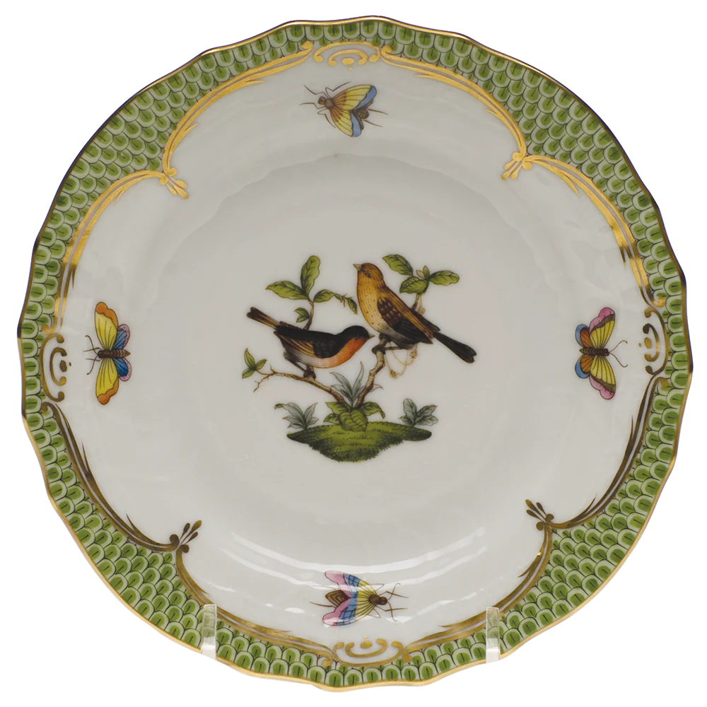 Rothschild Bird Green Bord Bread And Butter Plate - Mo 09 6"d - Green Border