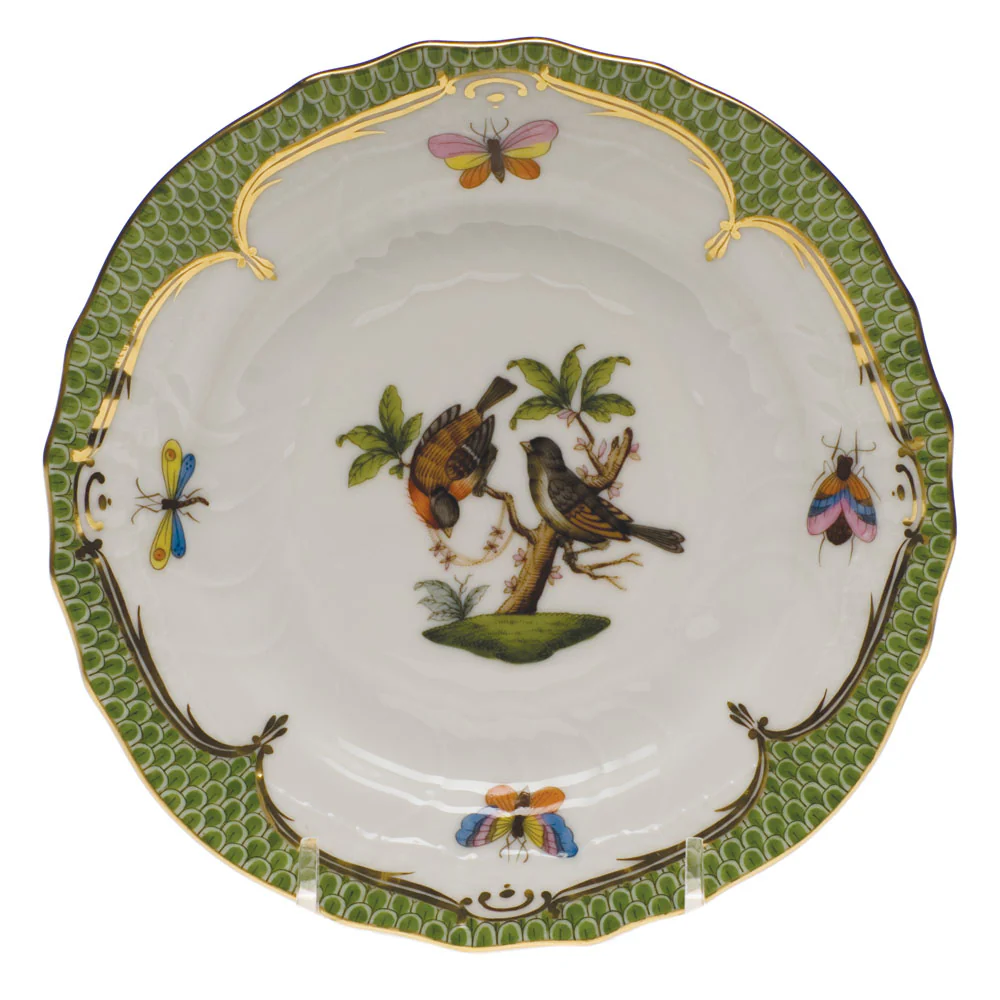 Rothschild Bird Green Bord Bread And Butter Plate - Mo 12 6"d - Green Border - Image 2