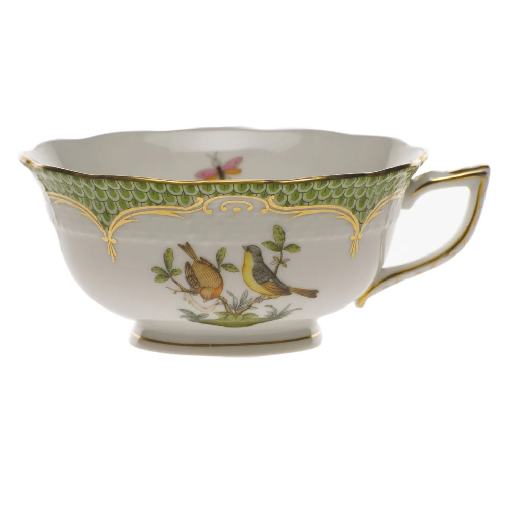 Rothschild Bird Green Bord Tea Cup - Motif 07 (8 Oz) - Green Border - Image 2