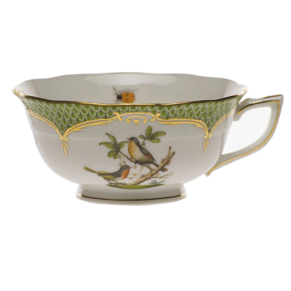 Rothschild Bird Green Bord Tea Cup - Motif 08 (8 Oz) - Green Border - Image 2