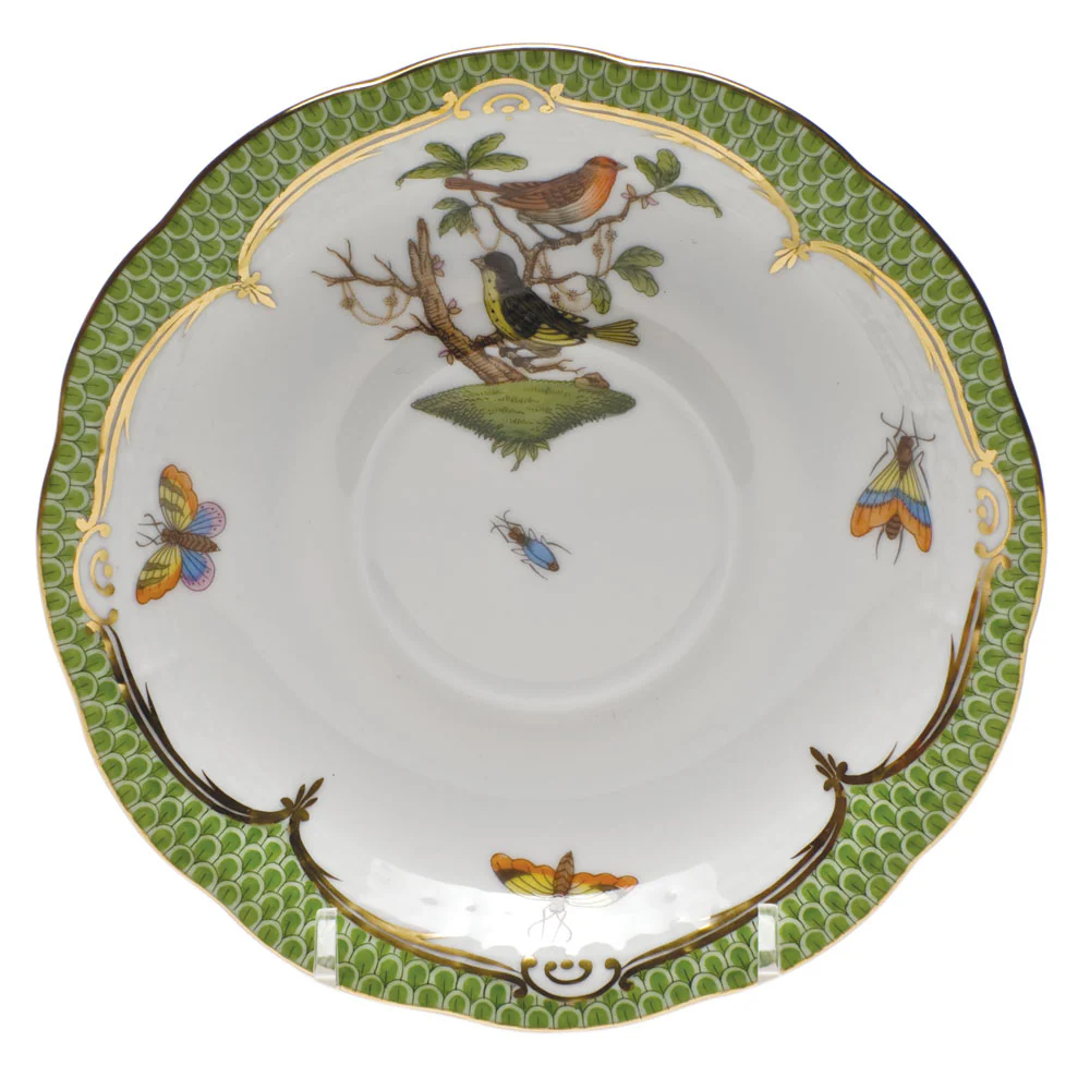 Rothschild Bird Green Border Tea Saucer - Motif 03 6"d - Image 2