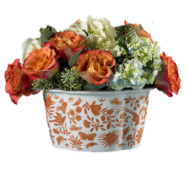 Sacred Bird & Butterfly Lobed Cachepot