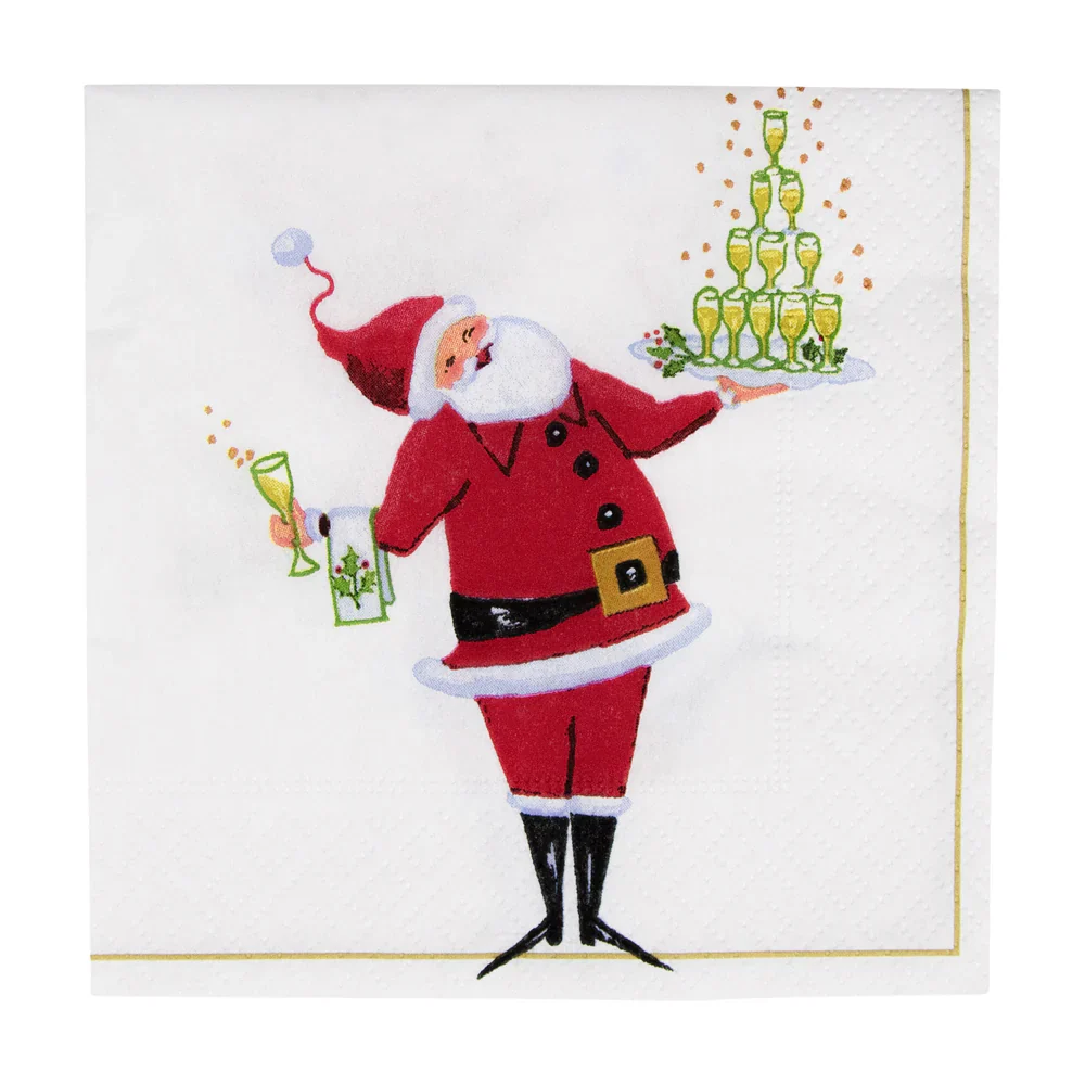Santa Serving Drinks Cocktail Napkins