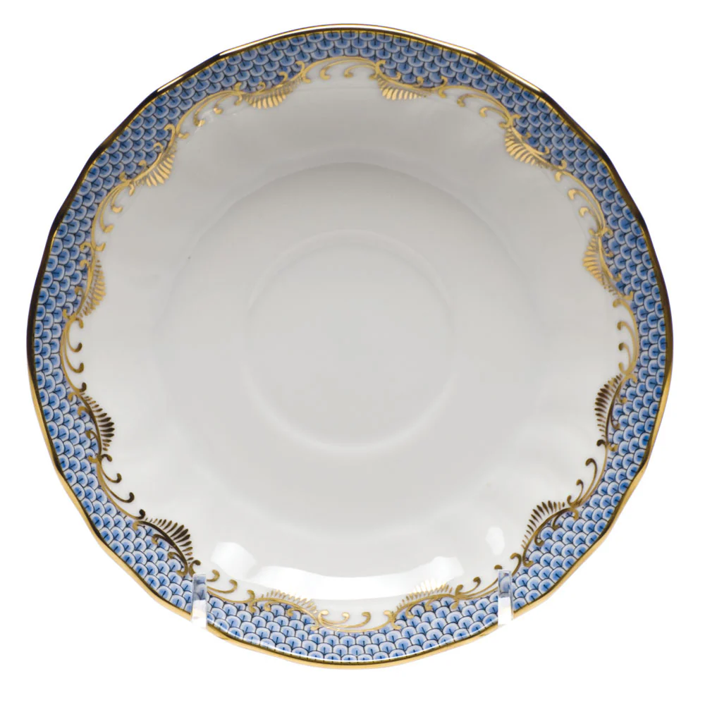 Fish Scale Light Blue Border Canton Saucer 5.5"d - Light Blue