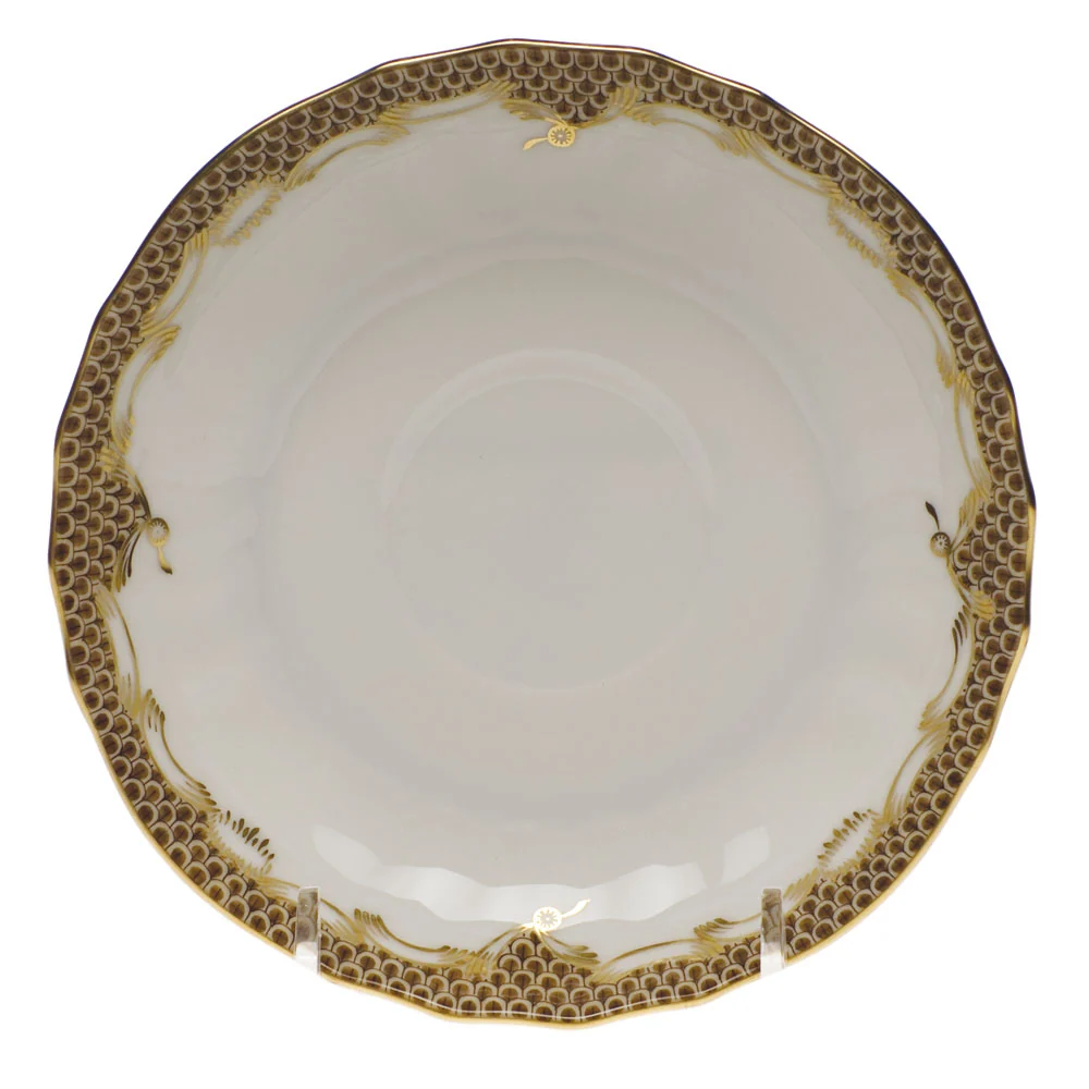 Fish Scale Brown Border Canton Saucer 5.5"d