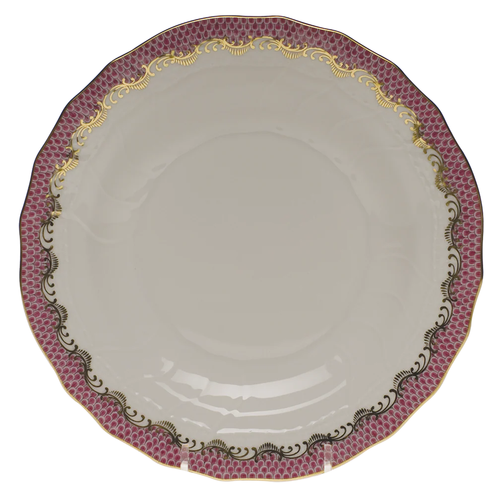 Fish Scale Pink Border Dessert Plate 8.25"d