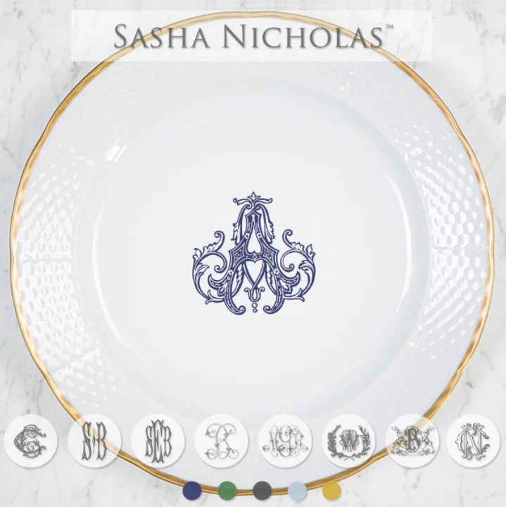 Weave 24K Gold Charger Plate - with monogram